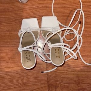 LACE UP WHITE HEELS (WORN ONCE)